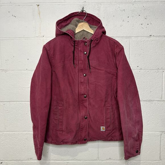 Carhartt Other - Y2K Carhartt Sherpa-Lined Sandstone Berkley Jacket “Merlot”